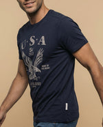 Camiseta manga corta con estampado gráfico americano - Azul