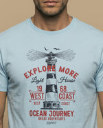 Camiseta básica manga corta con cuello redondo para hombre - Azul