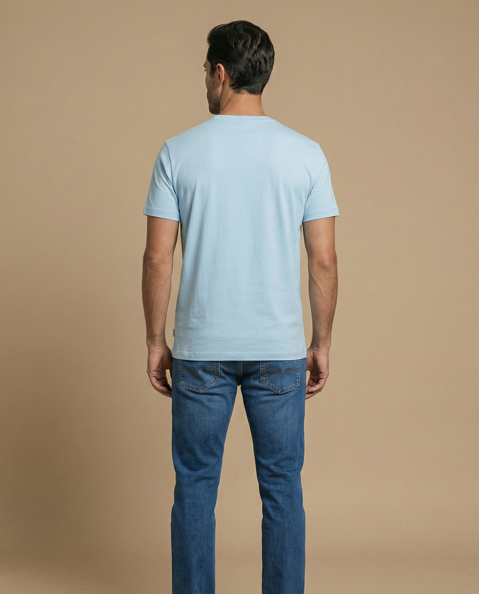 Camiseta básica manga corta con cuello redondo para hombre - Azul 34_345F316_AZU144310_4