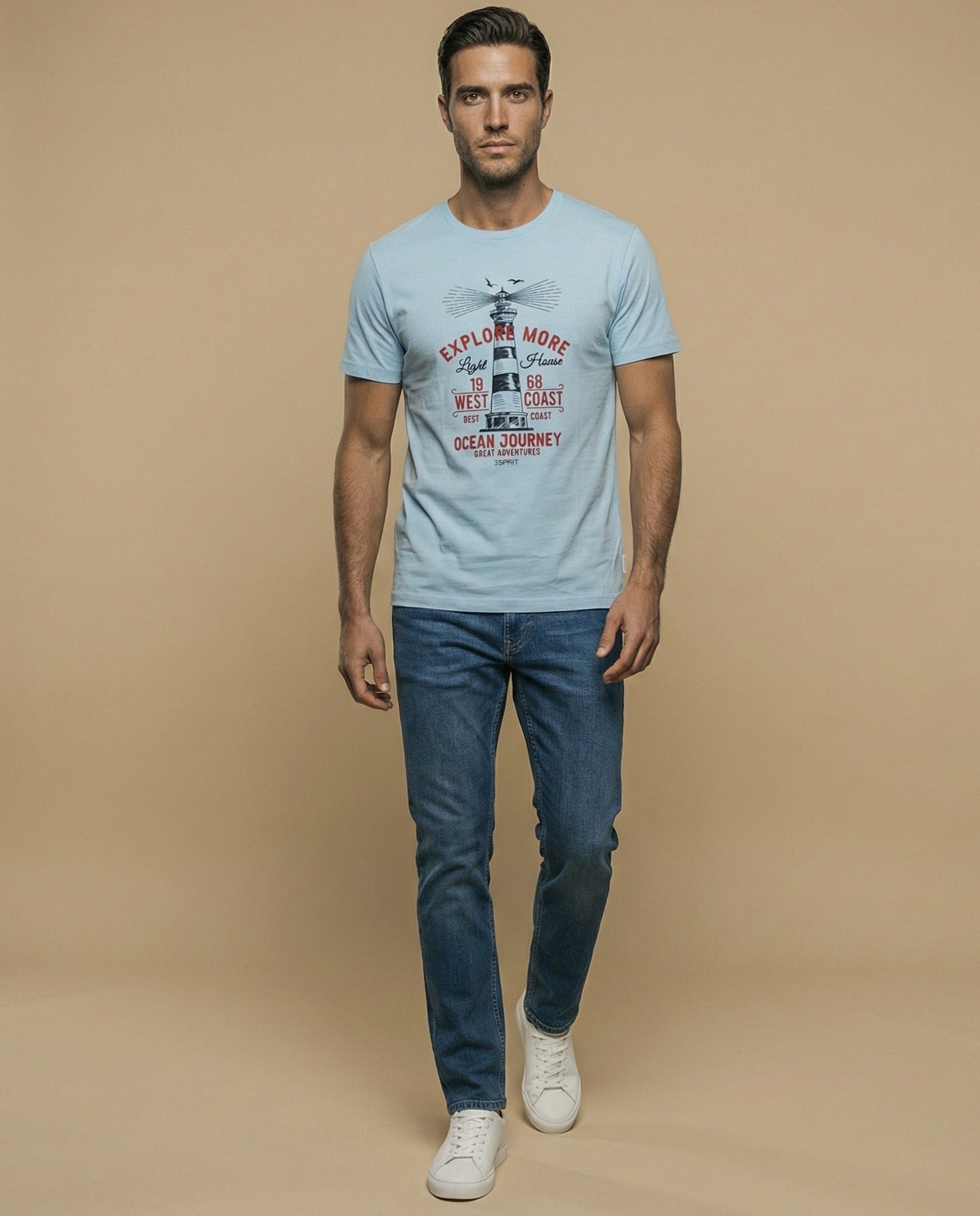 Camiseta básica manga corta con cuello redondo para hombre - Azul 34_345F316_AZU144310_5