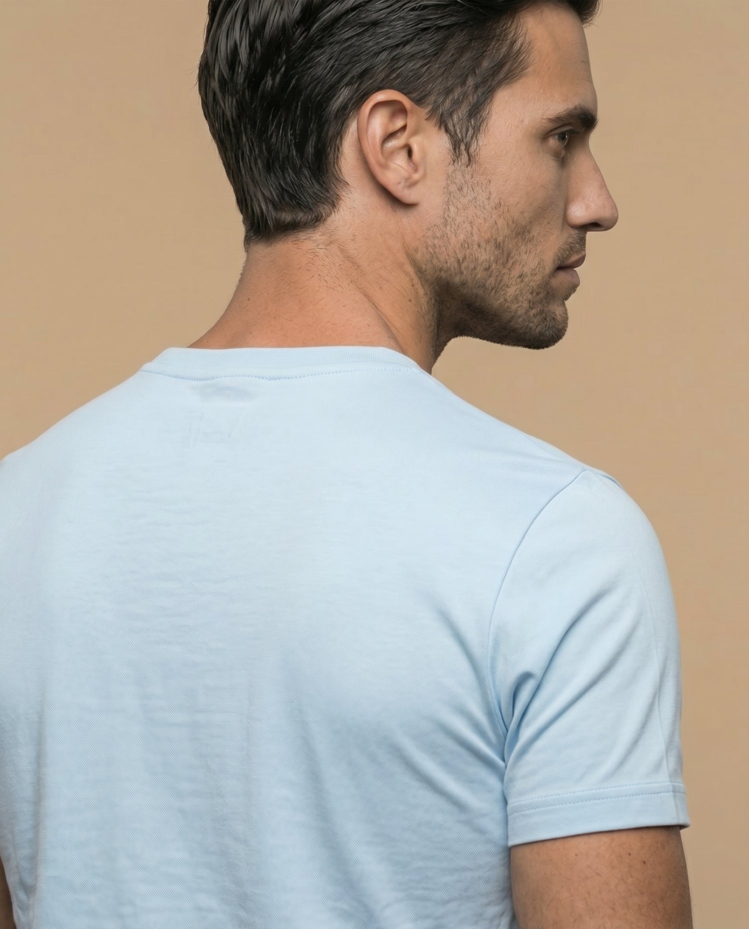 Camiseta manga sisa algodón - Azul