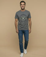 Camiseta manga corta con estampado universitario para hombre - Gris