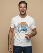 Camiseta básica manga corta con costura trasera para hombre - Crudo
