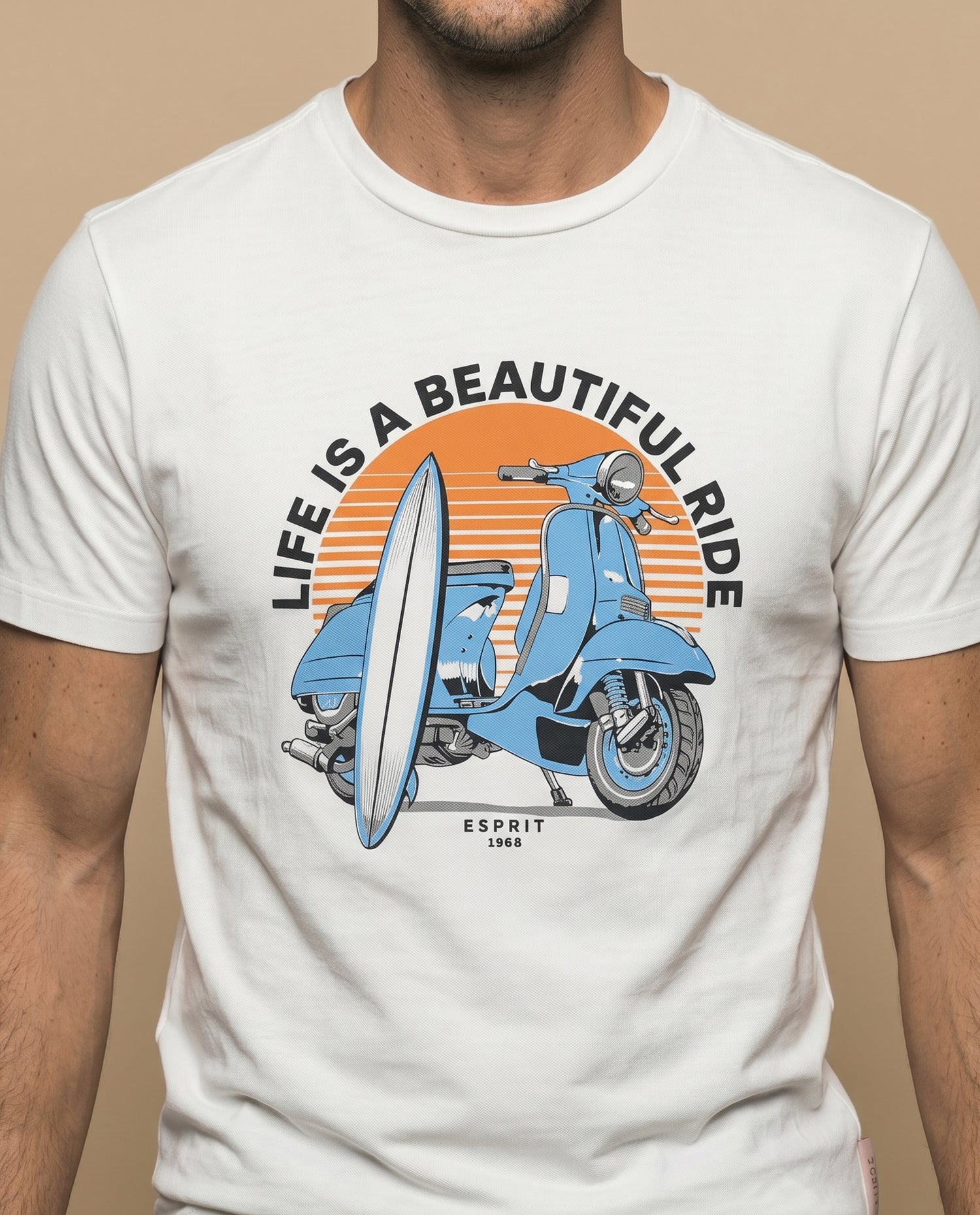 Camiseta básica manga corta con costura trasera para hombre - Crudo