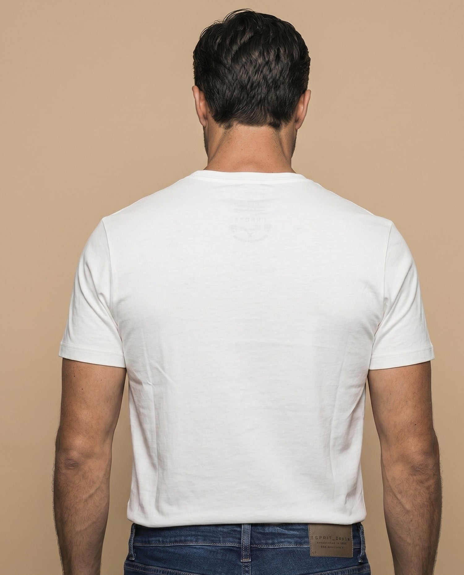Camiseta básica manga corta con costura trasera para hombre - Crudo