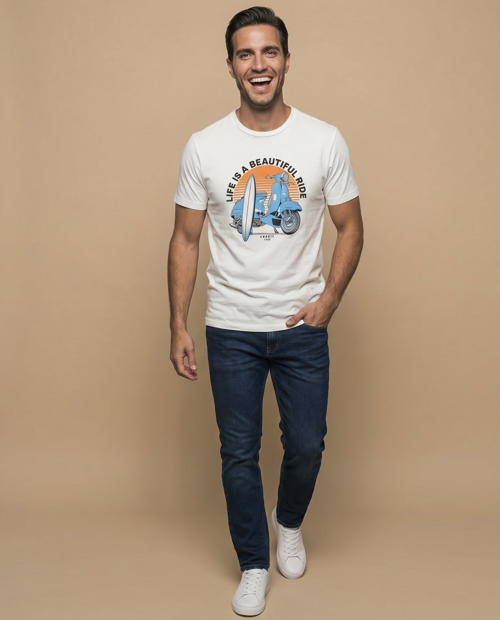 Camiseta básica manga corta con costura trasera para hombre - Crudo 34_345F325_CRU110605_5
