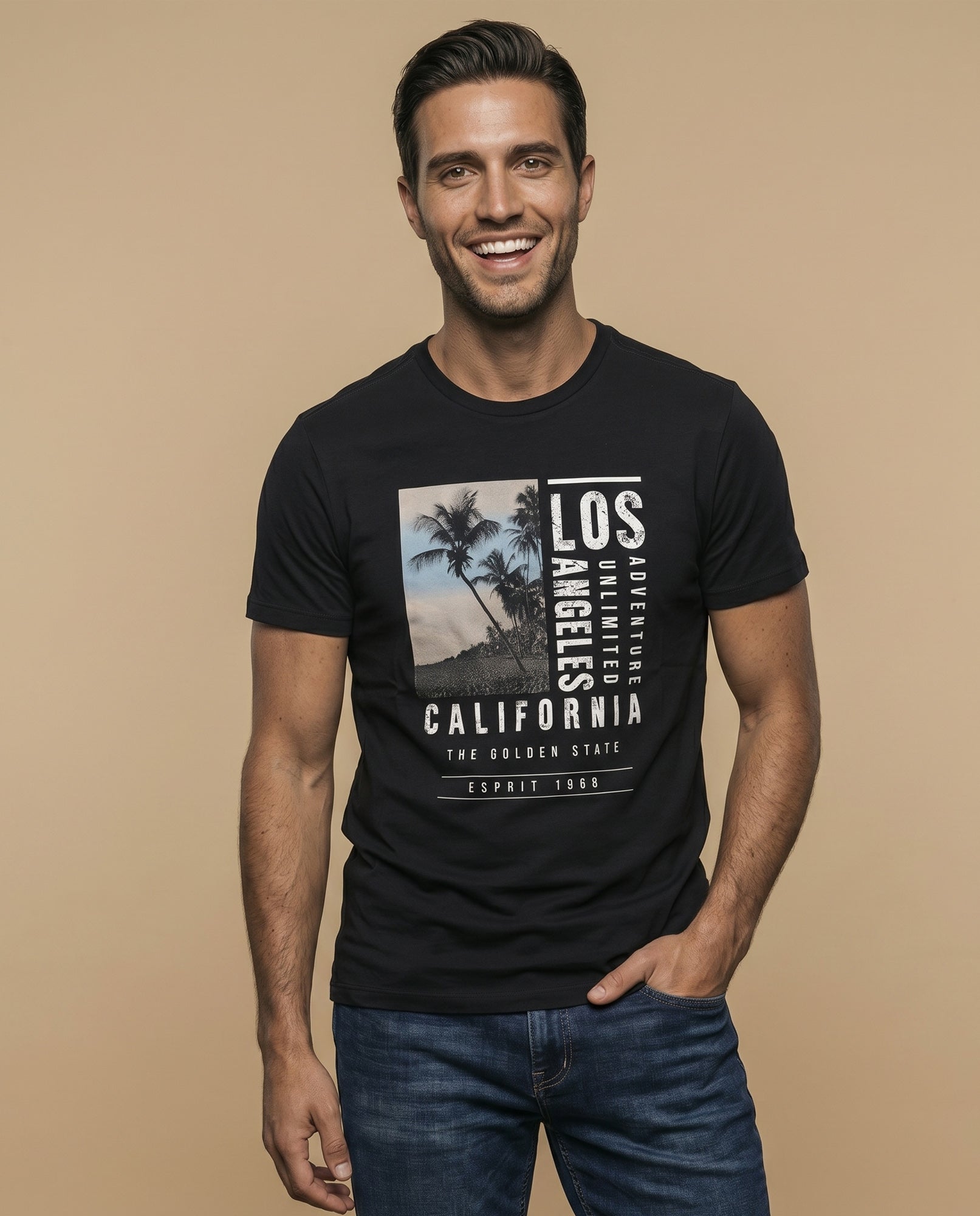 Camiseta slim fit estampada - Negro 34_345F327_NEG194218_0