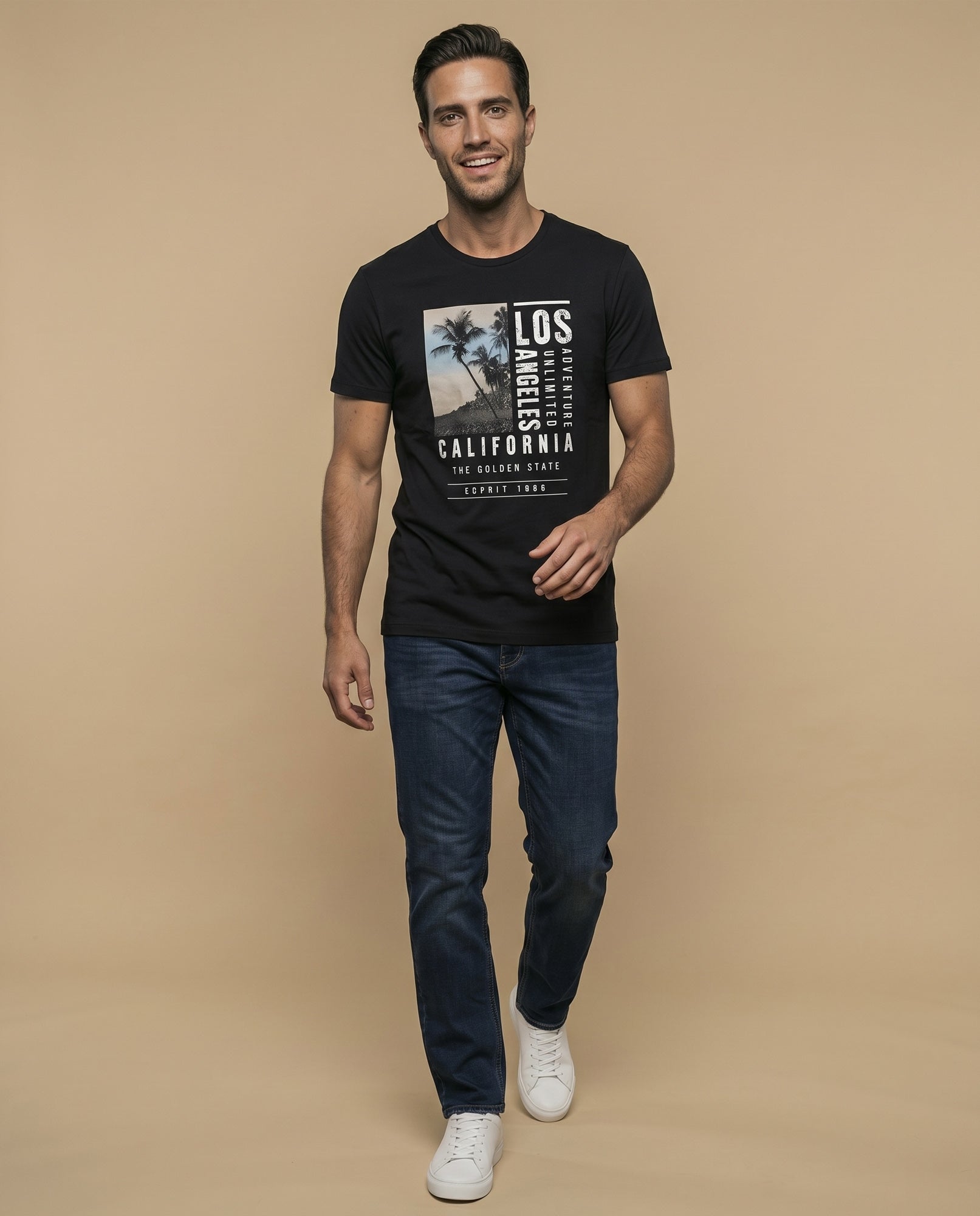 Camiseta slim fit estampada - Negro 34_345F327_NEG194218_5