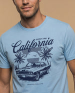 Camiseta manga corta con estampado California para hombre - Azul
