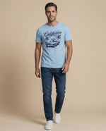 Camiseta manga corta con estampado California para hombre - Azul