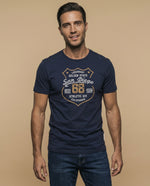 Camiseta básica manga corta con cuello redondo para hombre - Azul