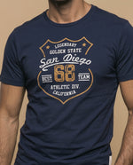 Camiseta básica manga corta con cuello redondo para hombre - Azul