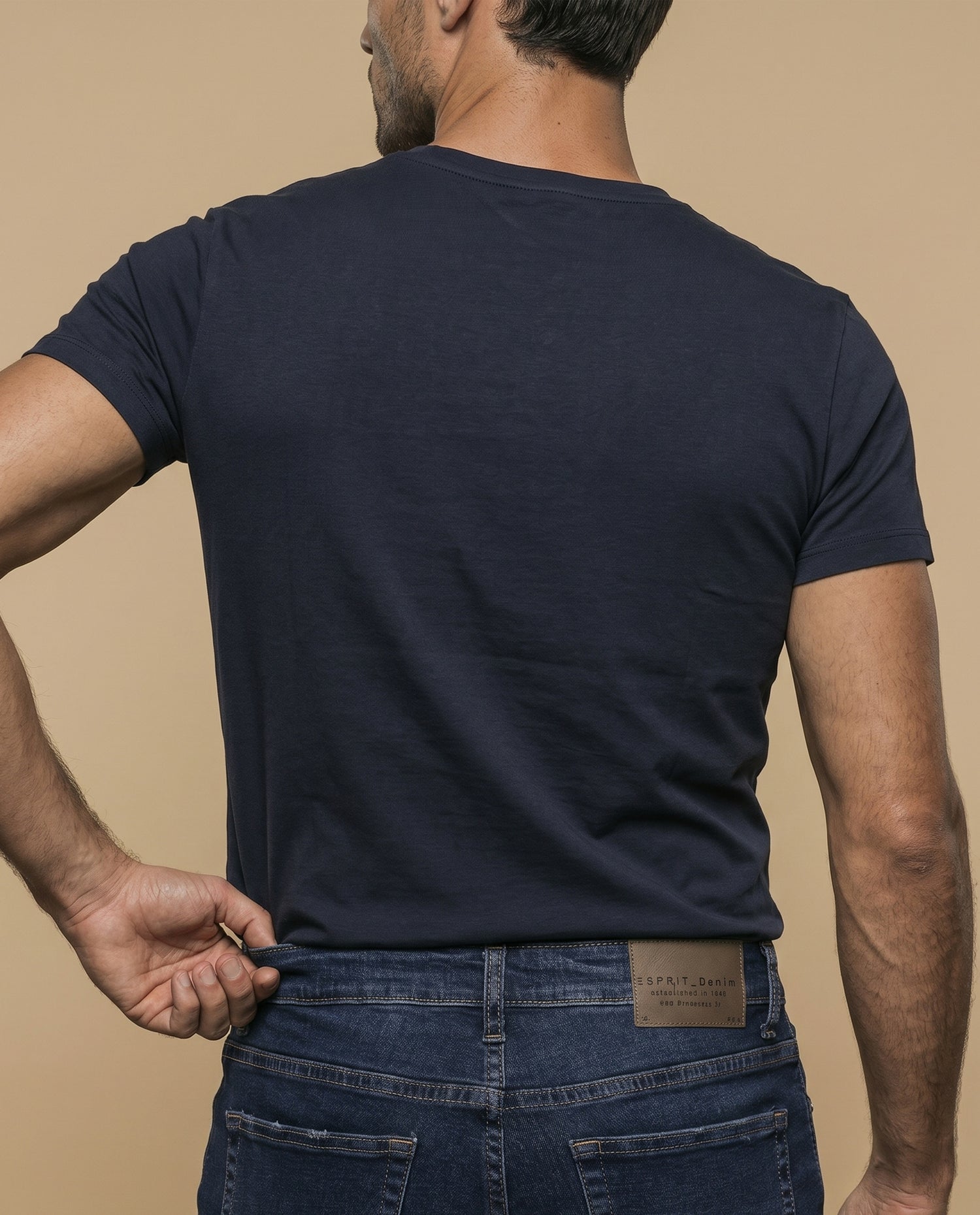 Camiseta básica manga corta con cuello redondo para hombre - Azul
