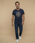 Camiseta básica manga corta con cuello redondo para hombre - Azul