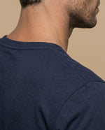 Camiseta básica manga corta con cuello redondo para hombre - Azul
