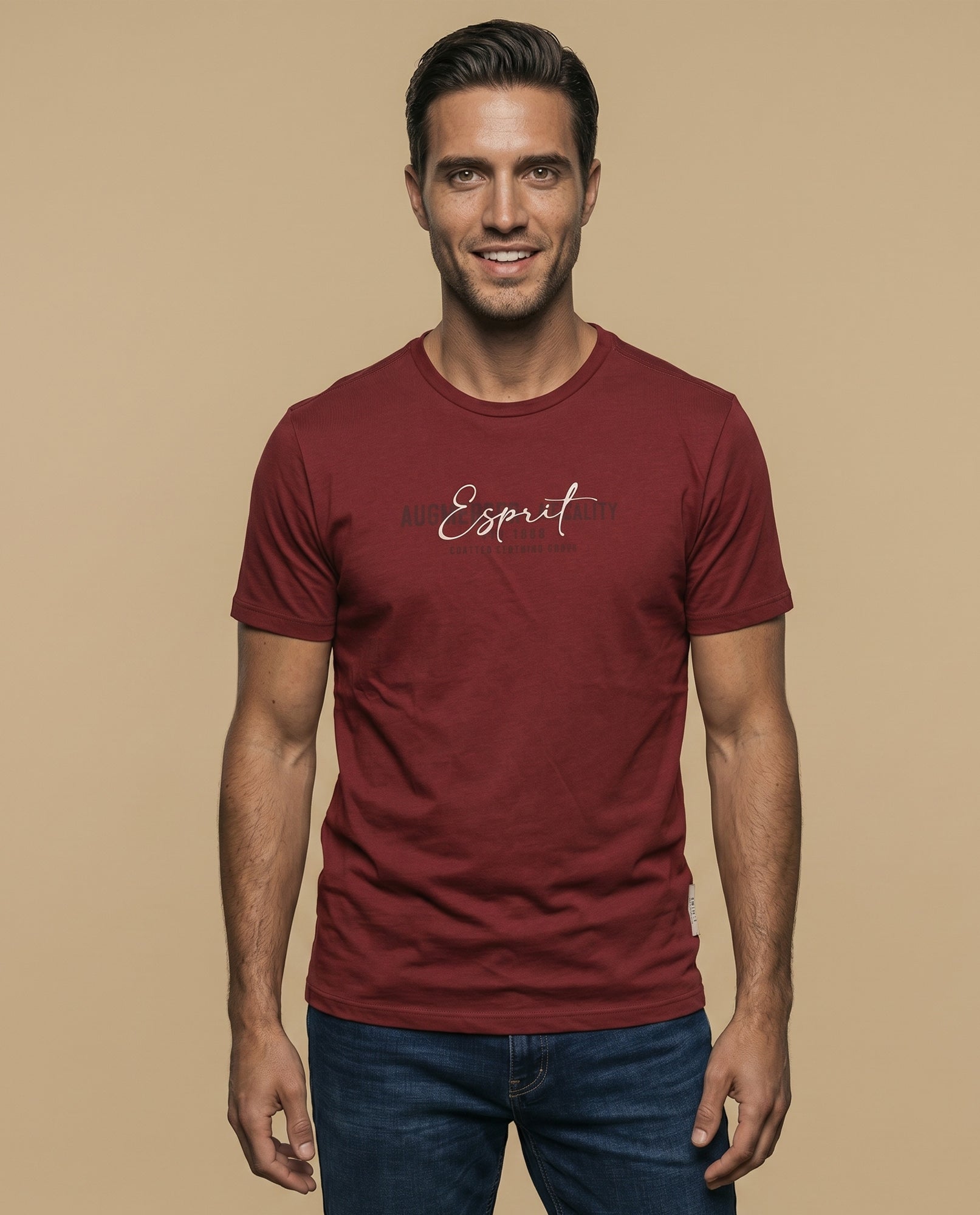 Camiseta manga corta con estampado tipográfico para hombre - Rojo 34_345F336_ROJ191653_0