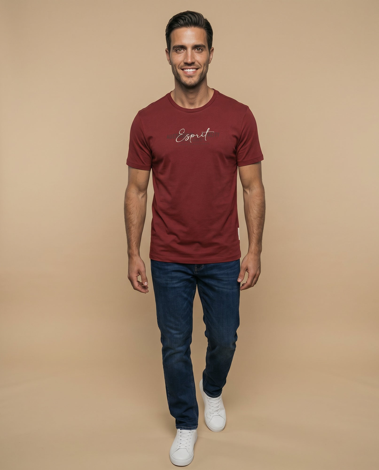 Camiseta manga corta con estampado tipográfico para hombre - Rojo 34_345F336_ROJ191653_5