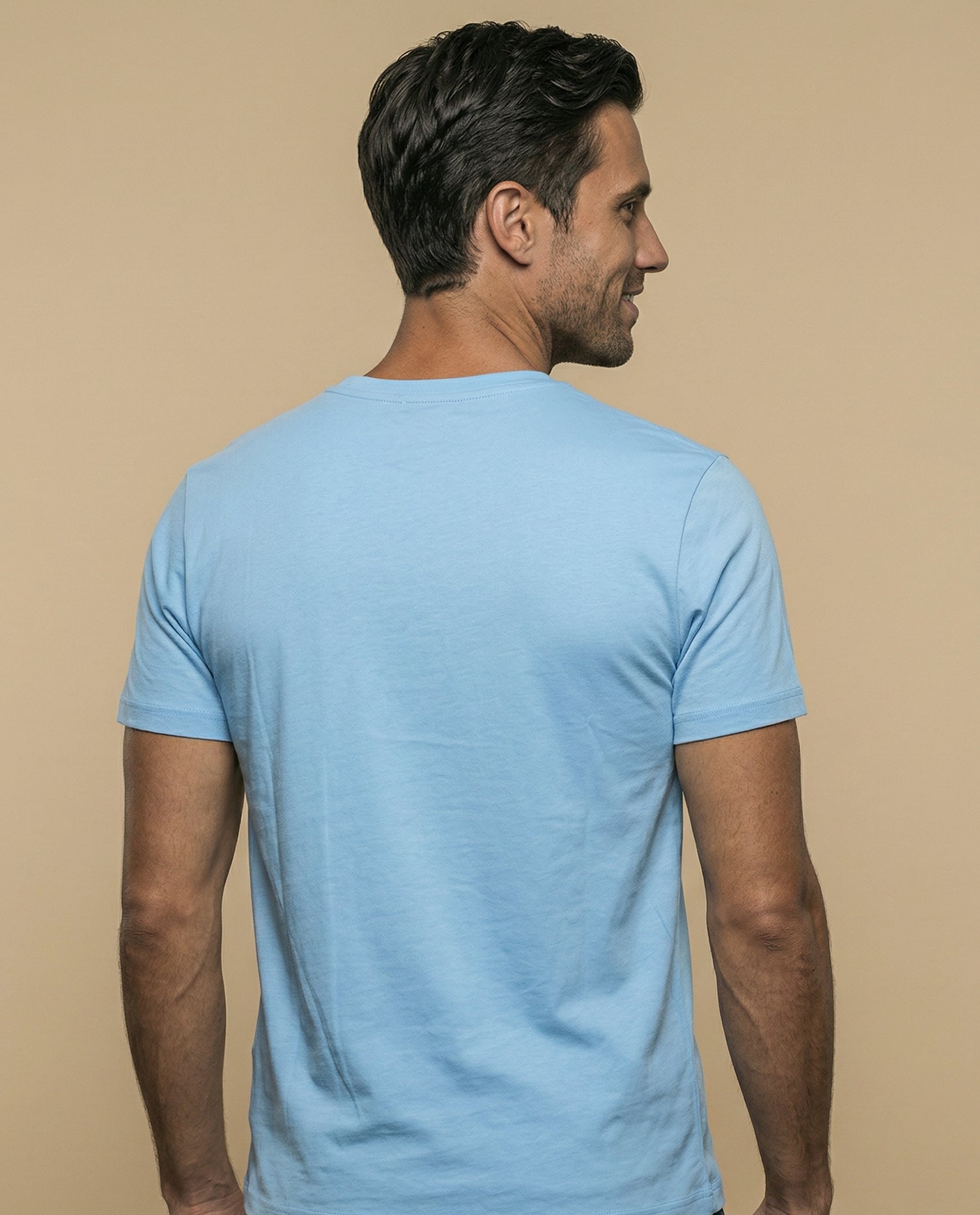 Camiseta con estampado gráfico frontal y texto circular - Azul