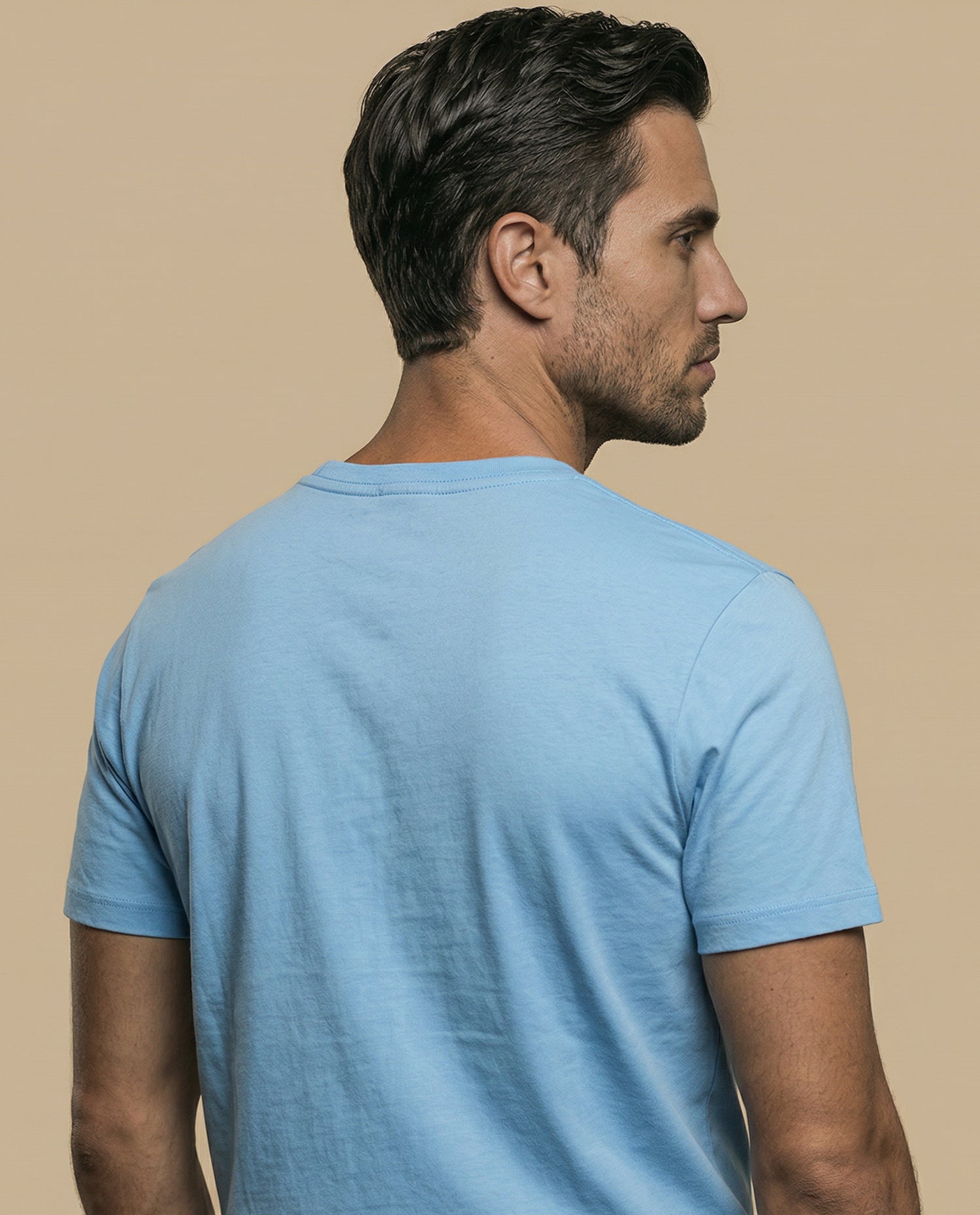 Camiseta con estampado gráfico frontal y texto circular - Azul