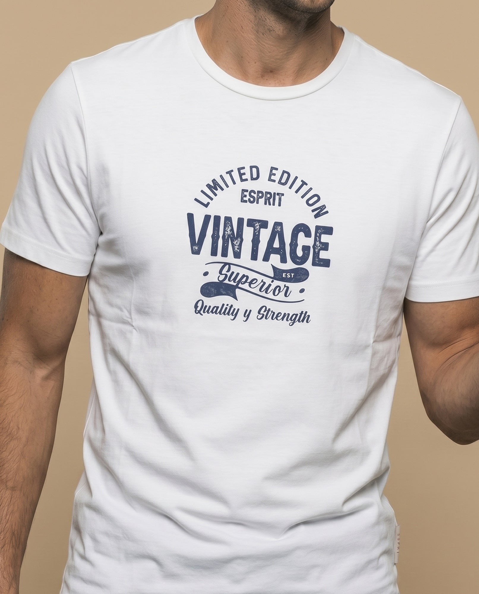 Camiseta manga corta con estampado gráfico vintage para hombre - Crudo 34_345F344_CRU110605_3