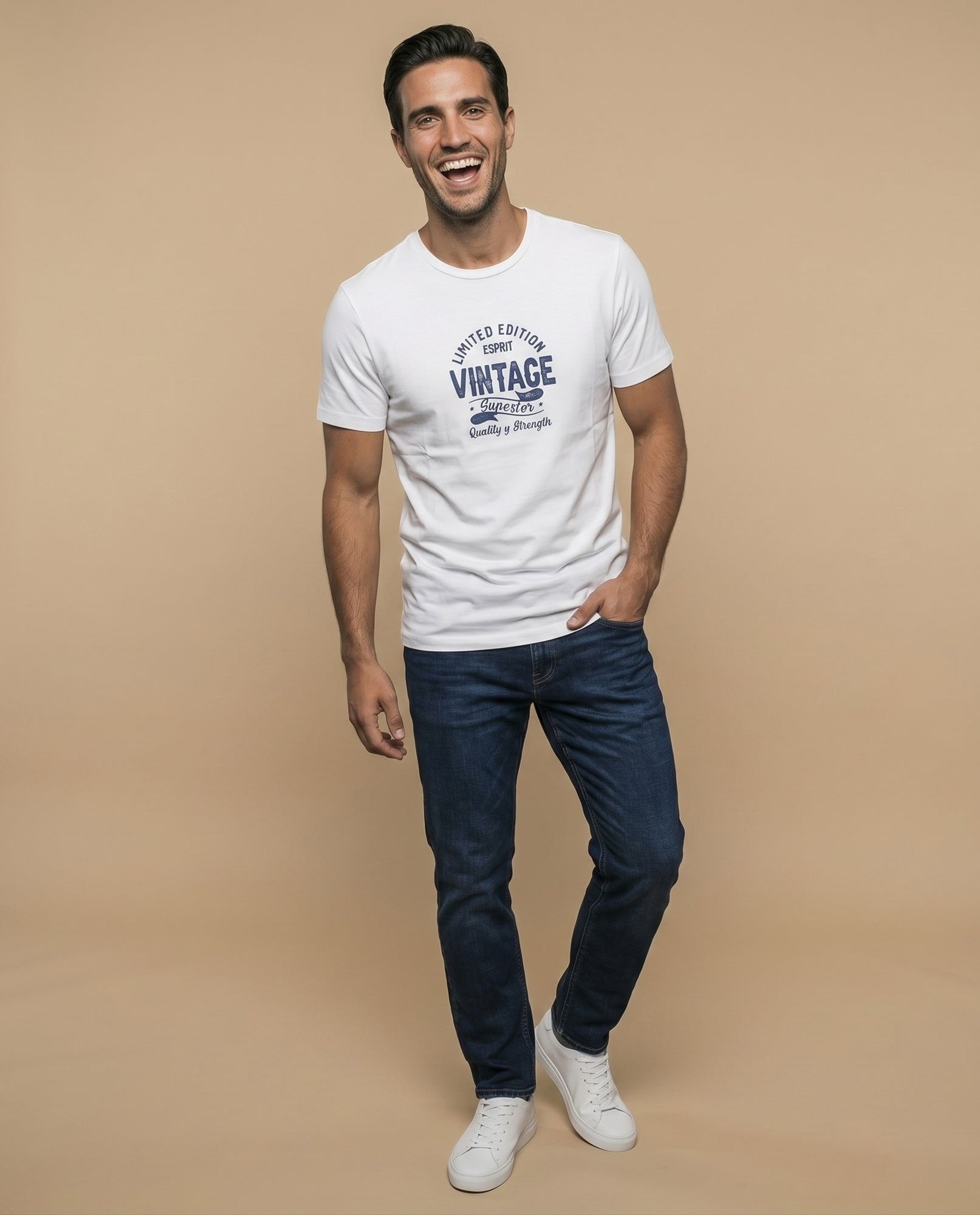 Camiseta manga corta con estampado gráfico vintage para hombre - Crudo 34_345F344_CRU110605_5