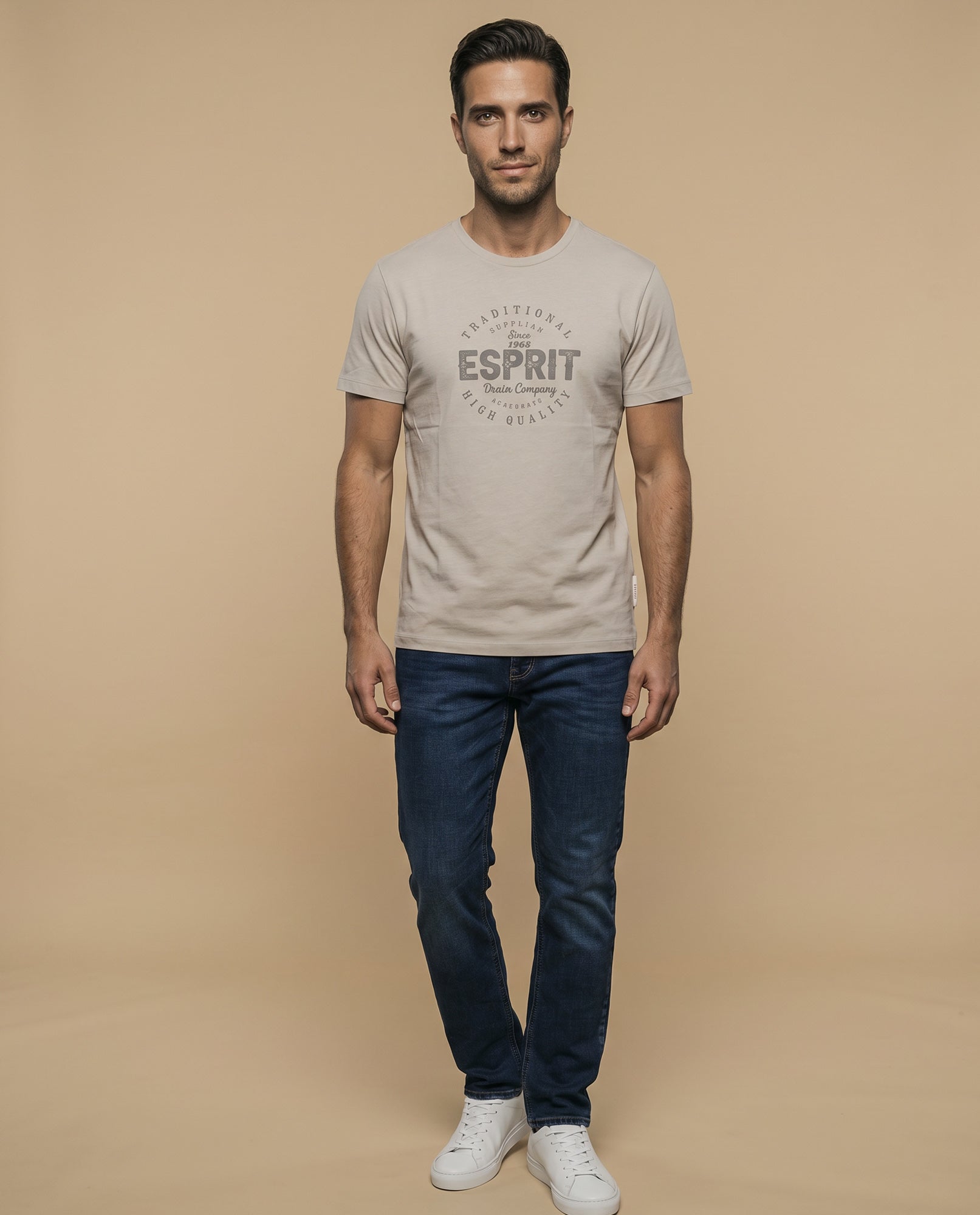 Camiseta manga corta de algodón - Beige 34_345F345_BEI130607_5