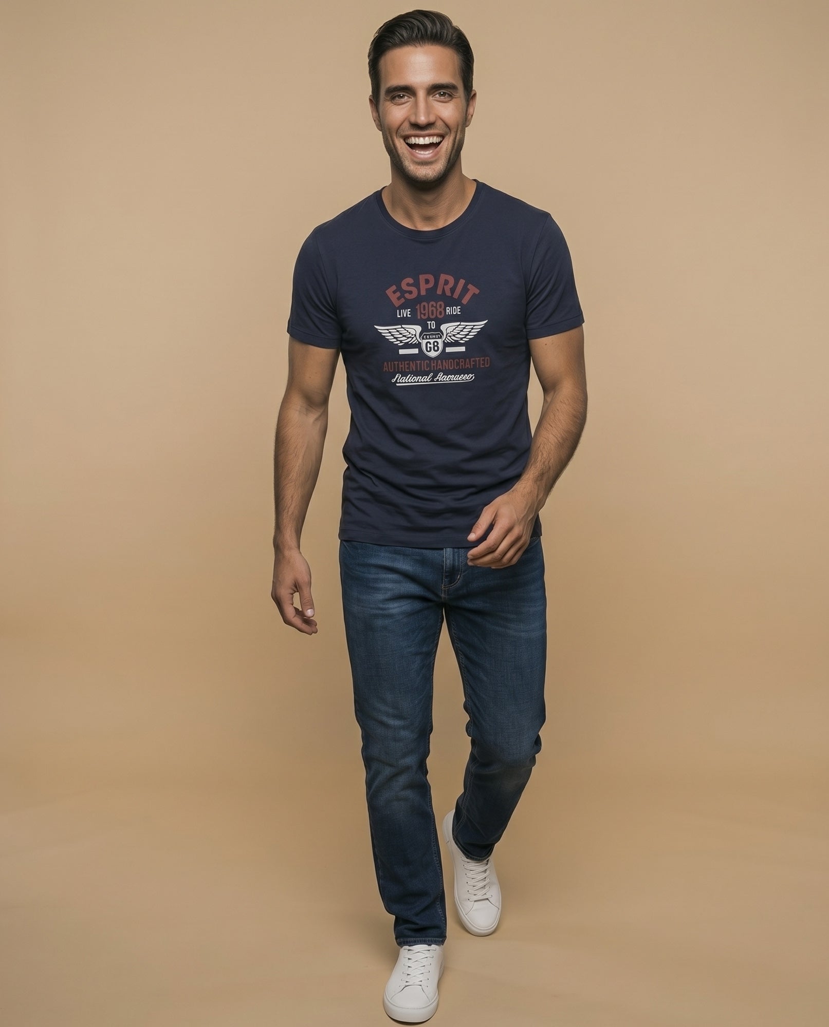 Camiseta manga corta con estampado gráfico estilo vintage para hombre - Azul 34_345F348_AZU194122_5