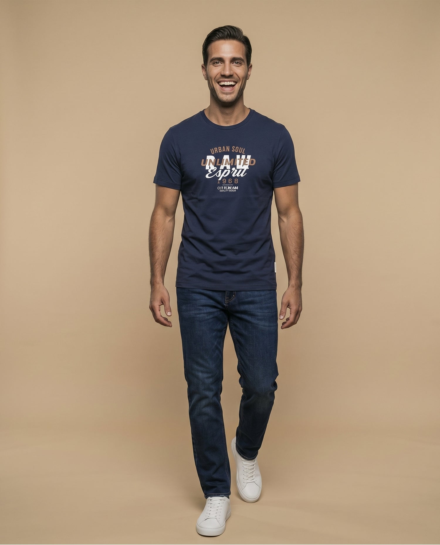 Camiseta Hombre Algodón Esprit - Azul