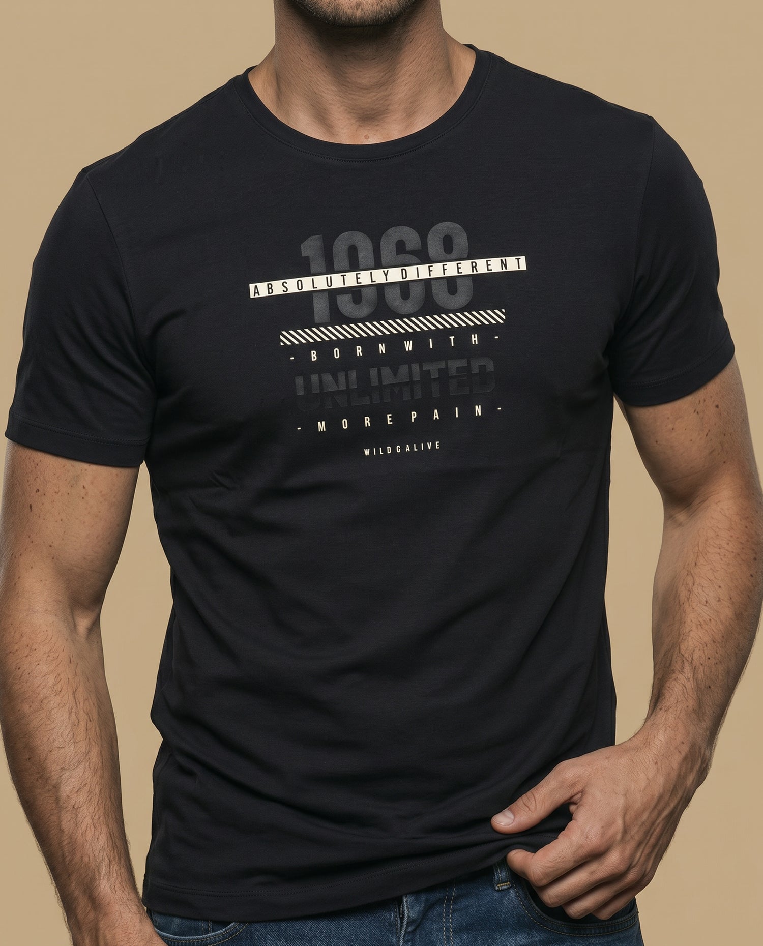 Camiseta manga sisa algodón hombre - Negro