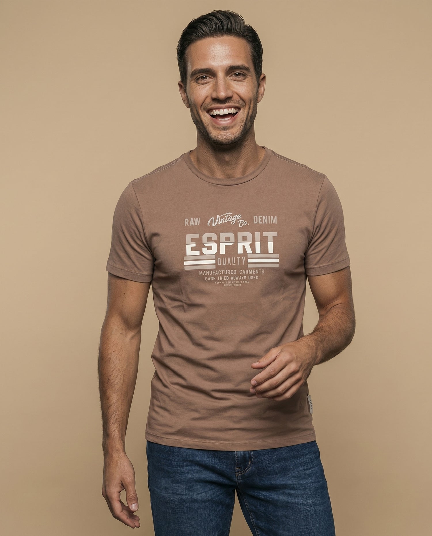 Camiseta Hombre Algodón Esprit - Café