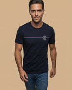 Camiseta manga corta con diseño gráfico retro - Azul
