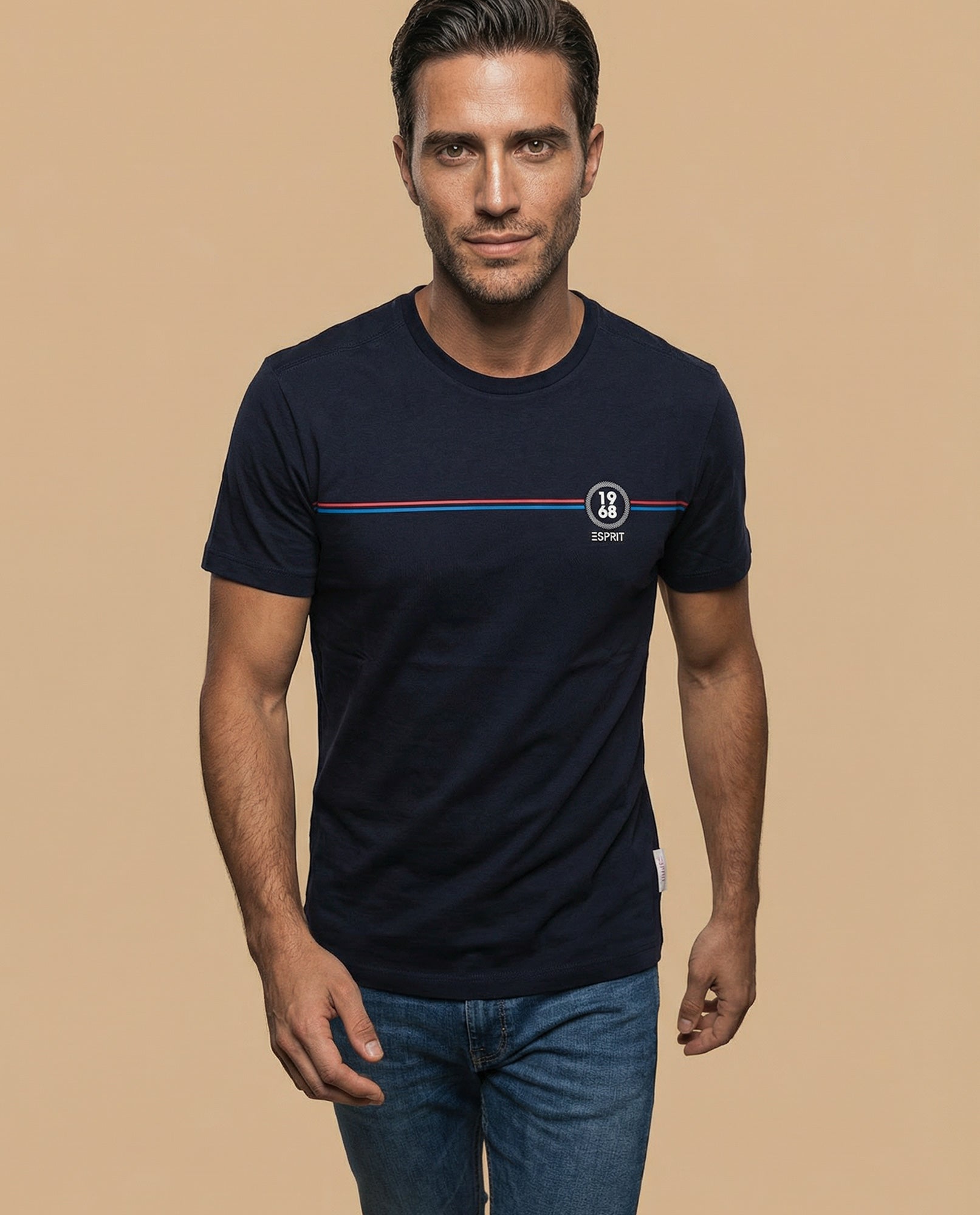 Camiseta manga corta con diseño gráfico retro - Azul 34_345G303_AZU144307_0
