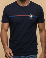 Camiseta manga corta con diseño gráfico retro - Azul
