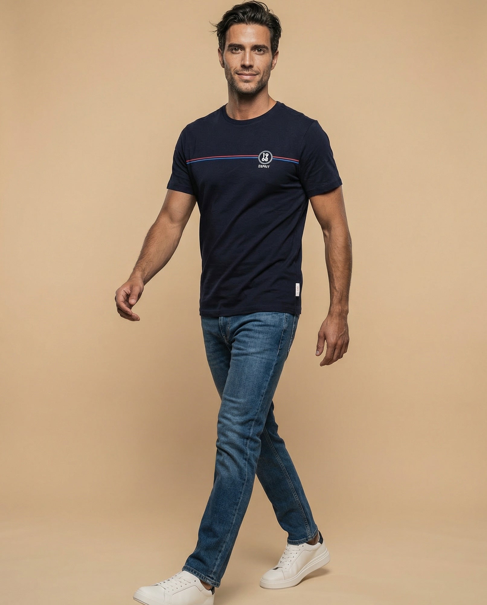 Camiseta manga corta con diseño gráfico retro - Azul 34_345G303_AZU144307_5