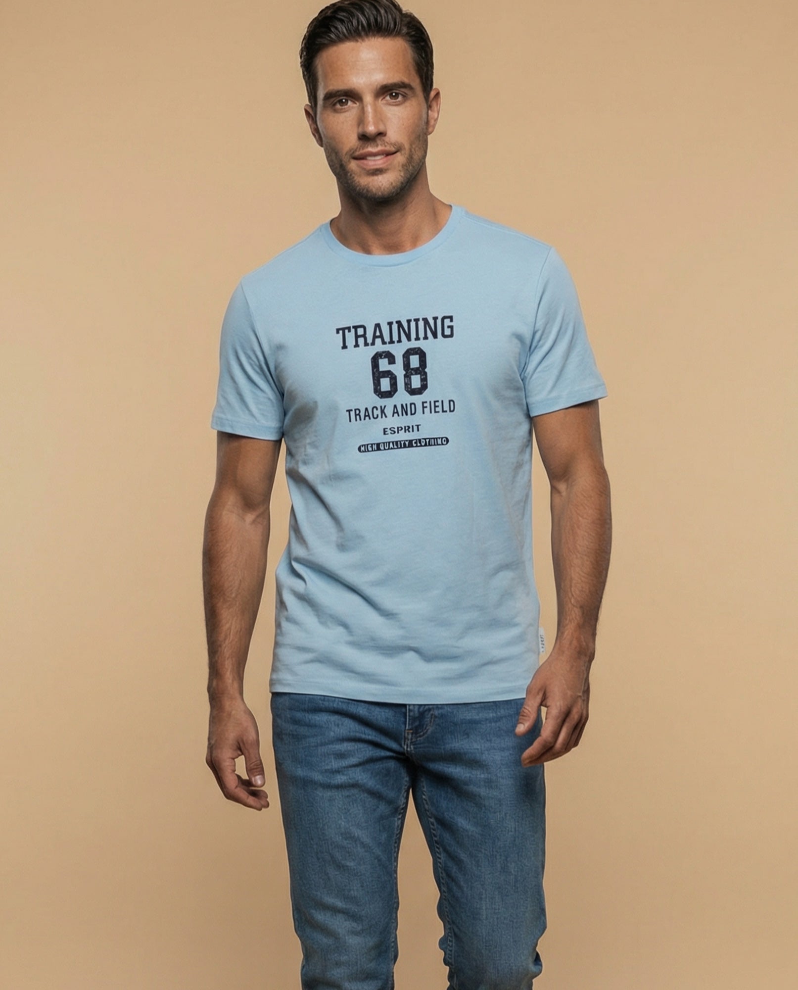 Camiseta de manga corta con estampado deportivo para mujer - Azul 34_345G305_AZU144123_0