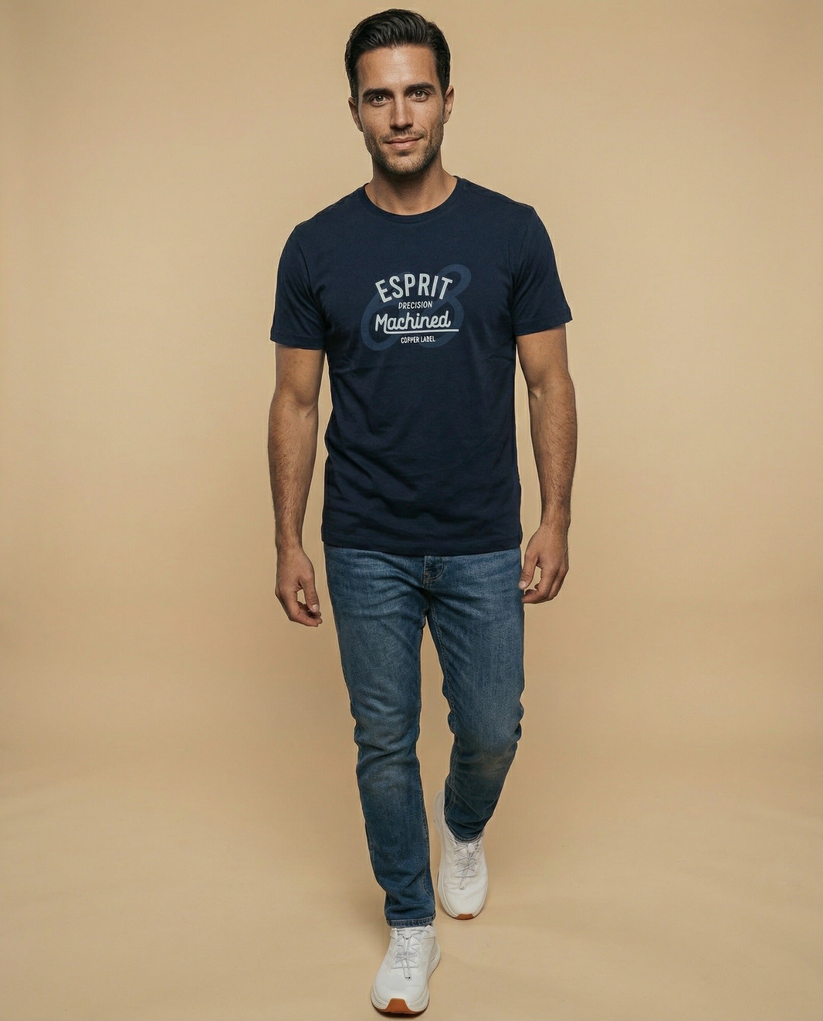 Camiseta manga corta con estampado tipográfico para hombre - Azul 34_345G307_AZU184214_0