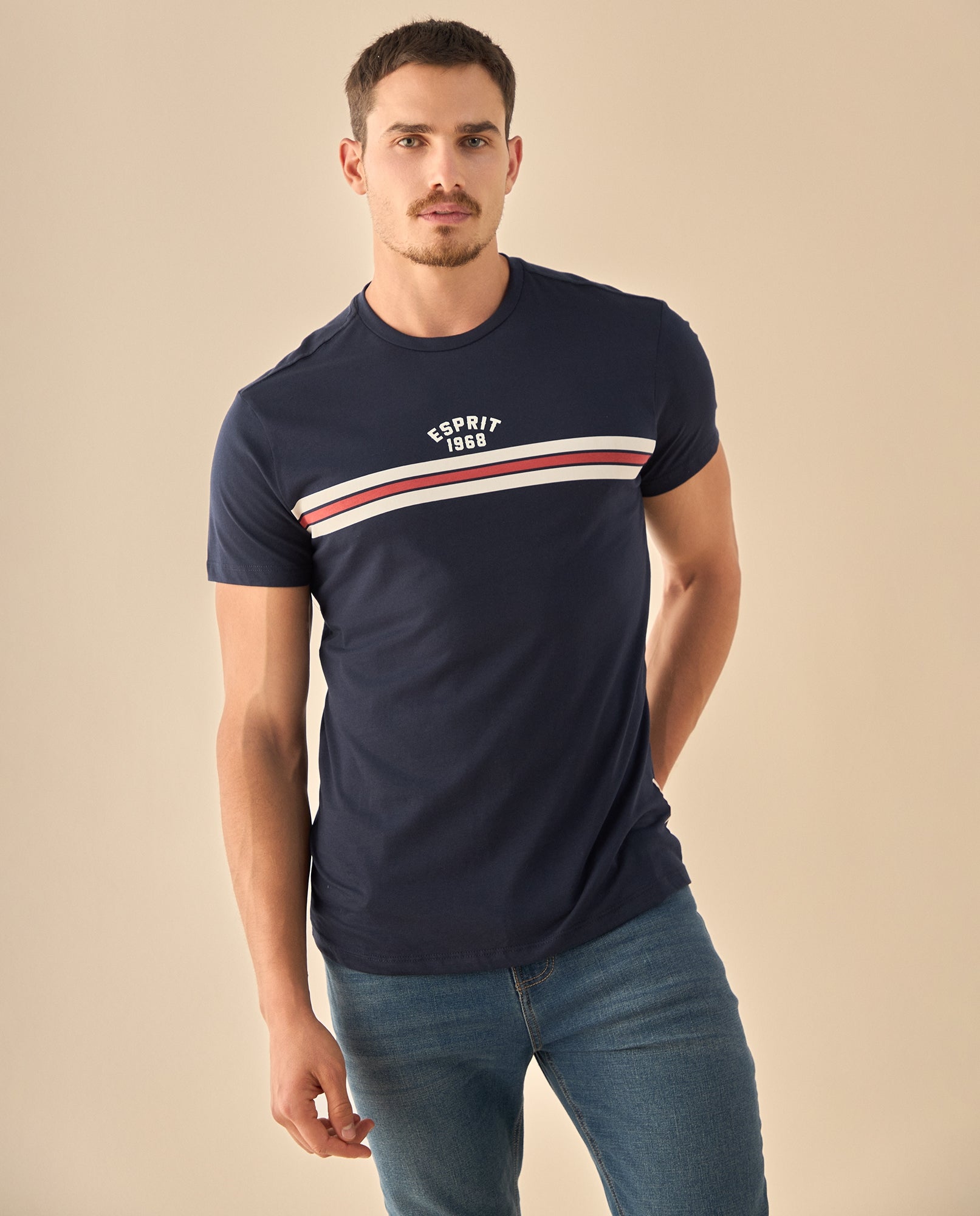 Camiseta Heritage con Logo ESPRIT 1968 - Azul 34_345G308_AZU154309_0