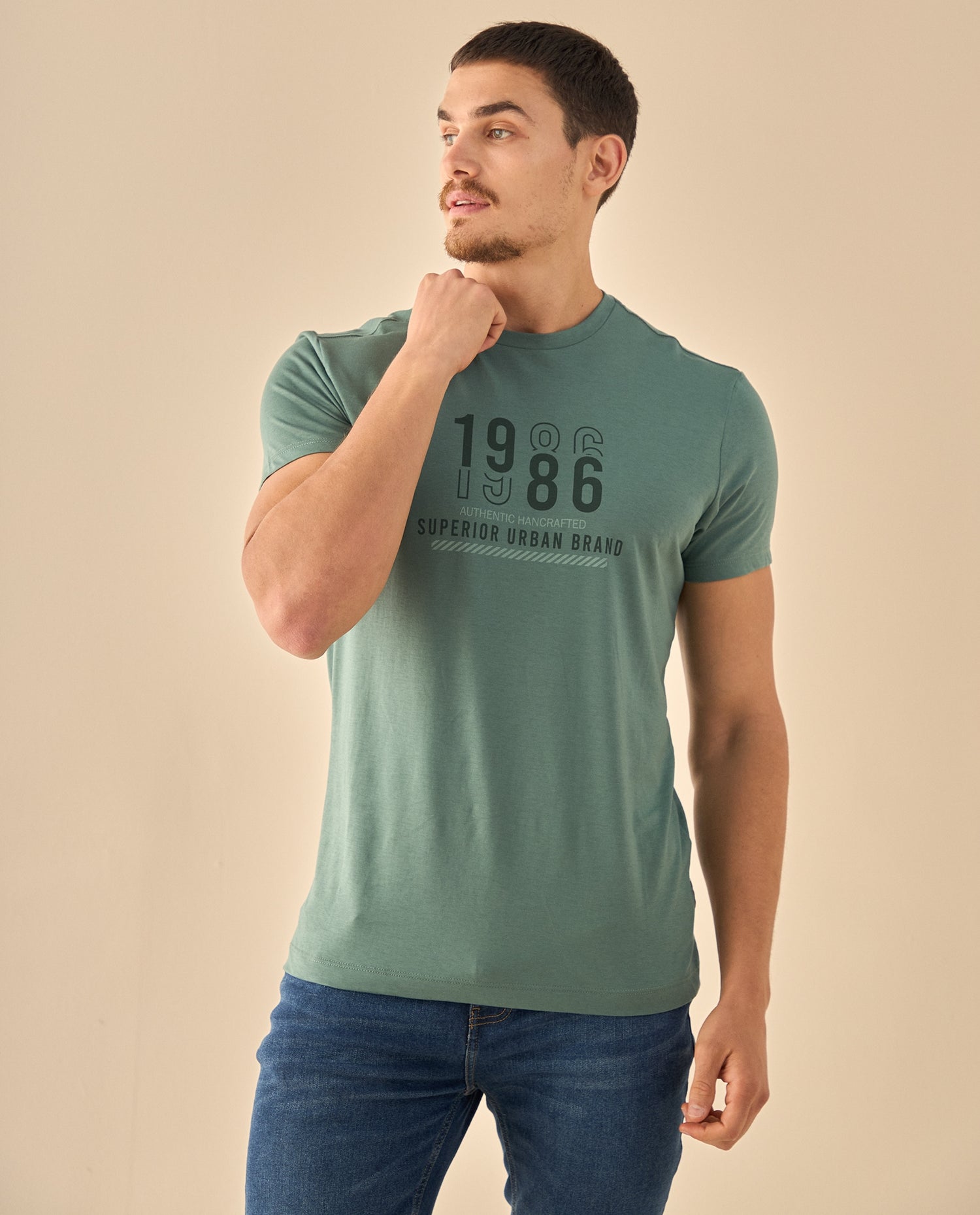 Camiseta con Estampado Urbano 1986 - Verde