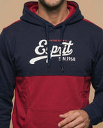 Sudadera con capucha y estampado en bloques de color para hombre - Rojo
