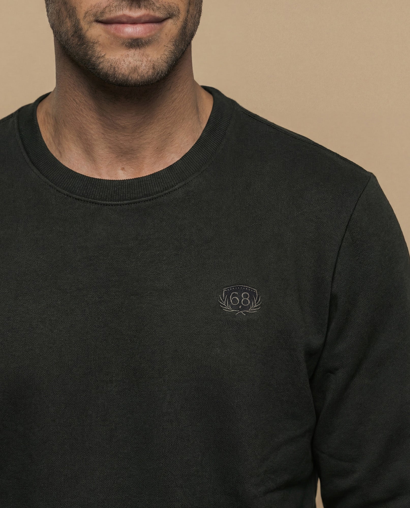 Sudadera manga larga con cuello redondo y ribete a contraste para hombre - Verde 34_385G300_VER180119_3