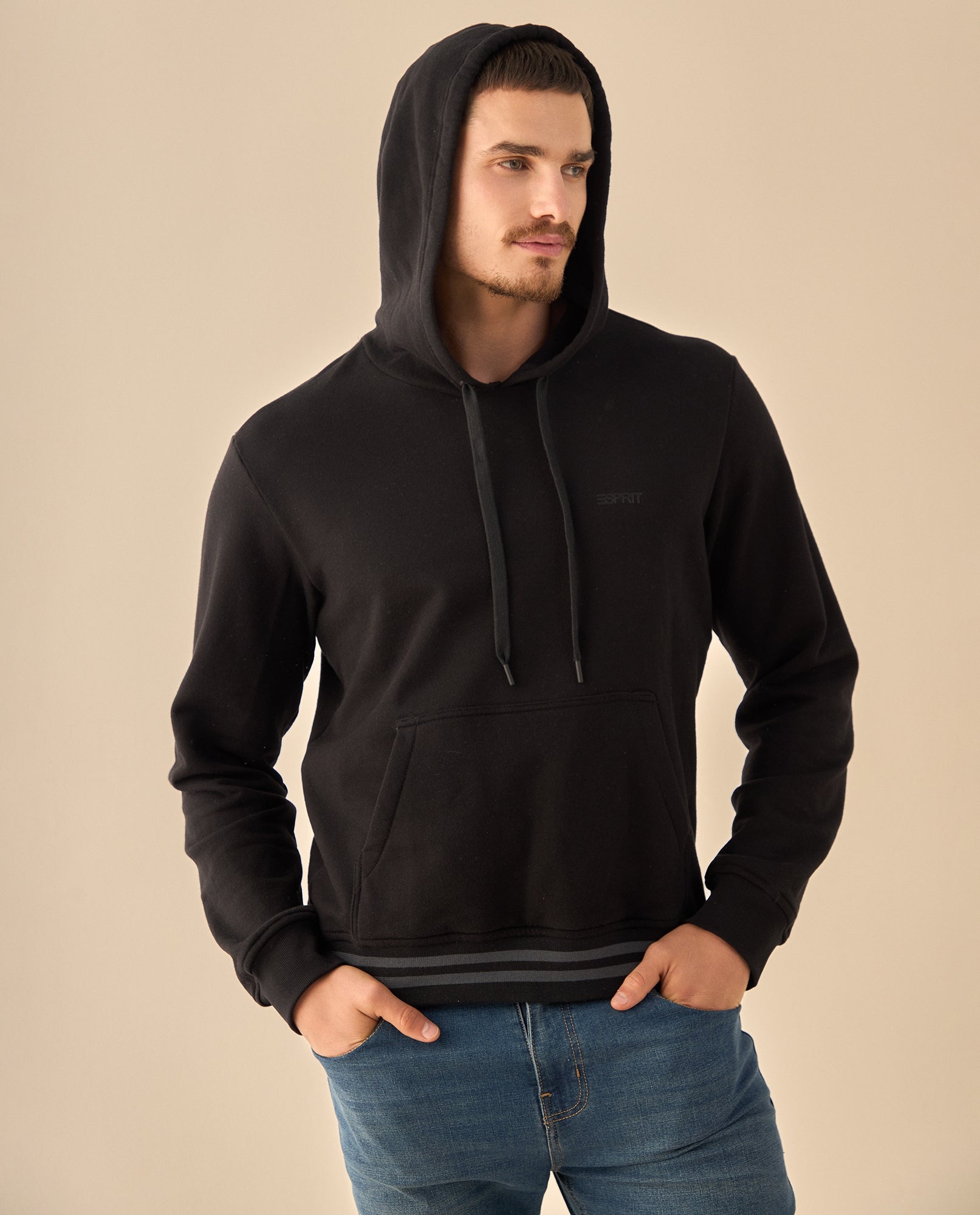 Sudadera con Capucha y Ribetes Contrastantes - Negro 34_385G301_NEG194013_3
