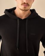 Sudadera con Capucha y Ribetes Contrastantes - Negro
