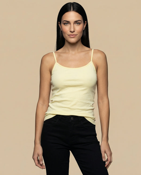 Camiseta básica de tiras en tejido acanalado - Amarillo 34_4000000_010000_0