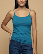 Camiseta básica de tiras en tejido acanalado - Azul