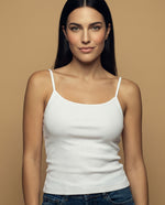 Camiseta básica de tiras en tejido acanalado - Blanco