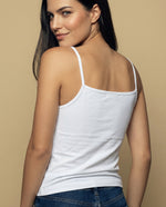 Camiseta básica de tiras en tejido acanalado - Blanco