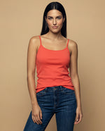 Camiseta básica de tiras en tejido acanalado - Naranja