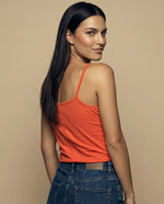 Camiseta básica de tiras en tejido acanalado - Naranja