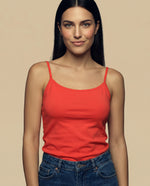 Camiseta básica de tiras en tejido acanalado - Naranja