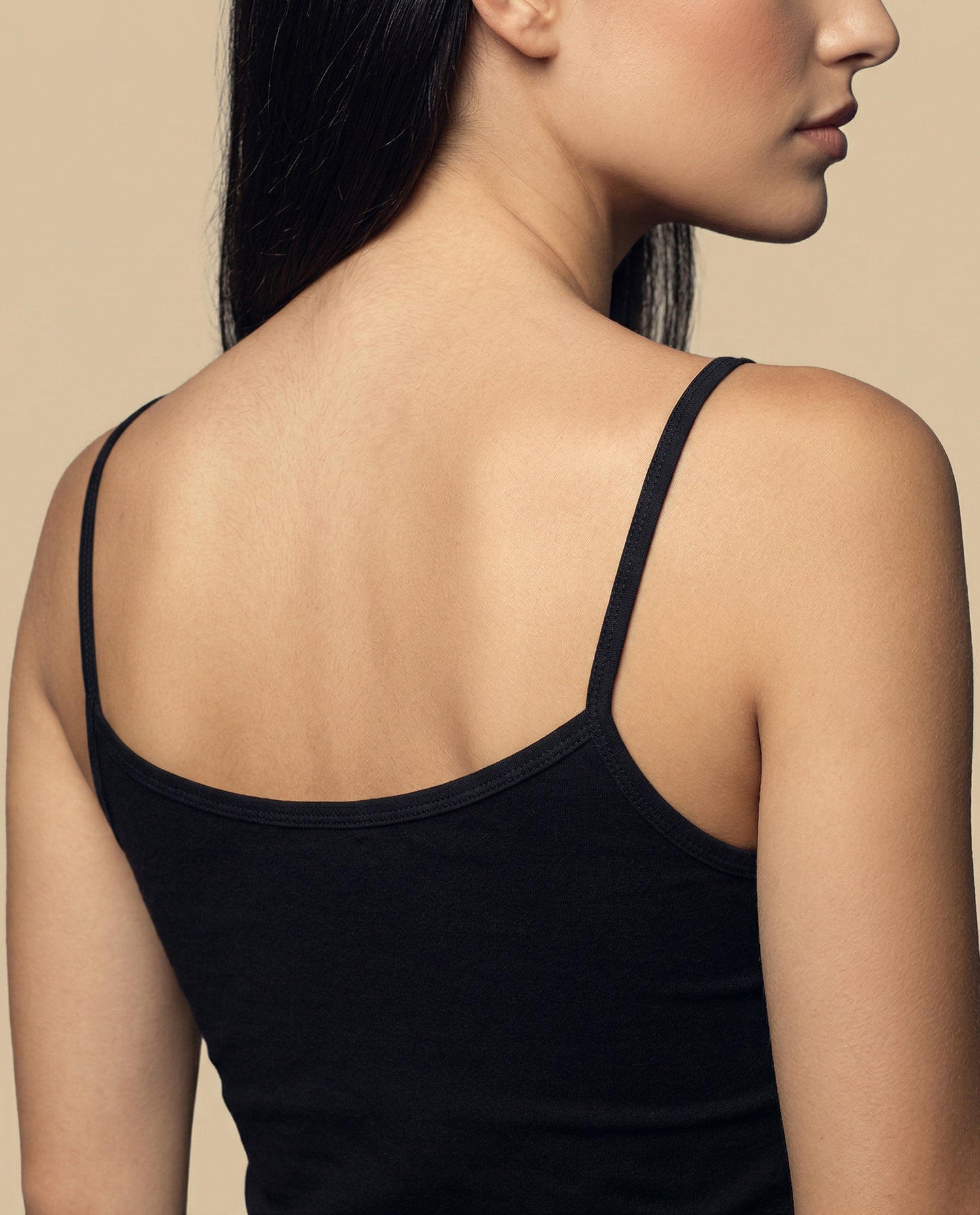 Camiseta básica de tiras en tejido acanalado - Negro